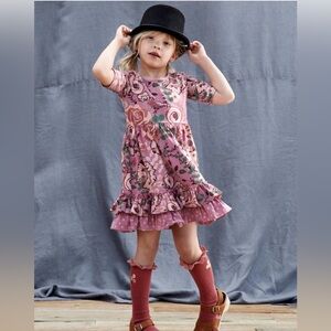 Matilda Jane Pink Floral Odette Twirl Dress Sz 8